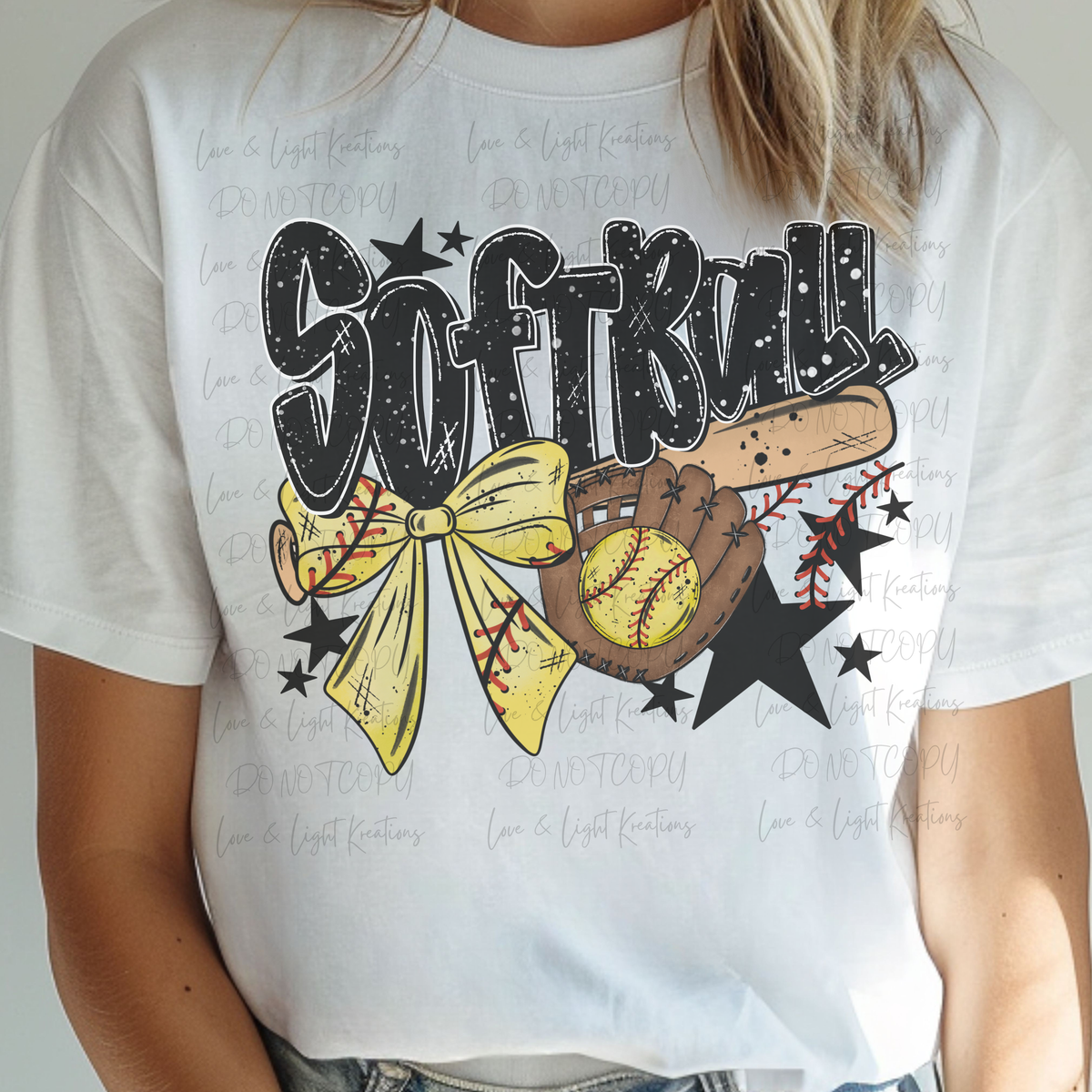 Preppy Softball with Softball Patterned Coquette Ball, Bat and Ball