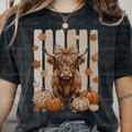 Preppy Striped Fall Highland Cow