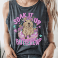 Preppy Suck It Up Buttercup Floating Capybara and Flowers