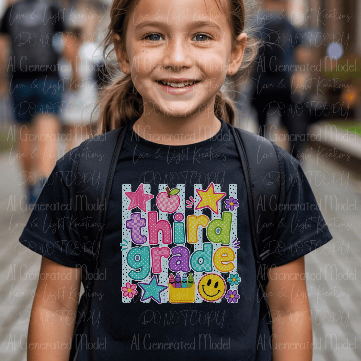 Preppy Third Grade Blue Polka Dot Stripes
