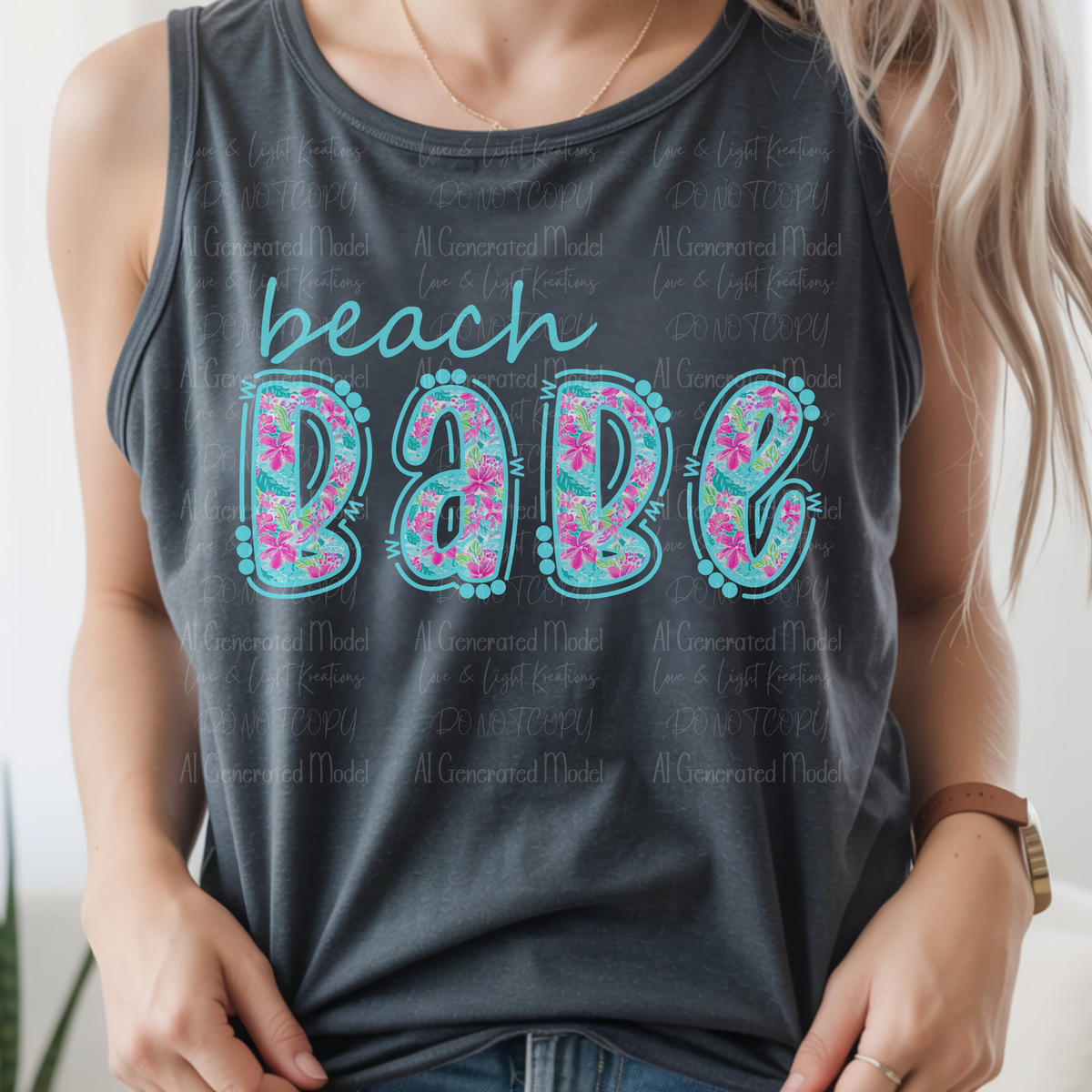 Preppy Turquoise Beach Babe with Florals