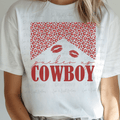 Pucker Up Cowboy with Red Leopard Print