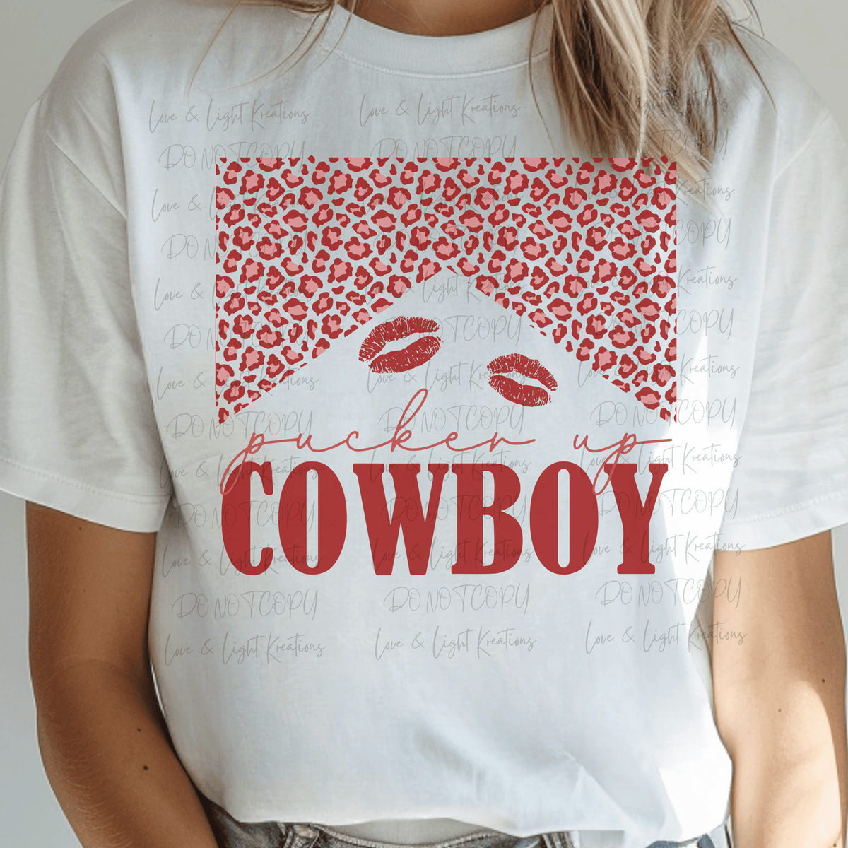 Pucker Up Cowboy with Red Leopard Print
