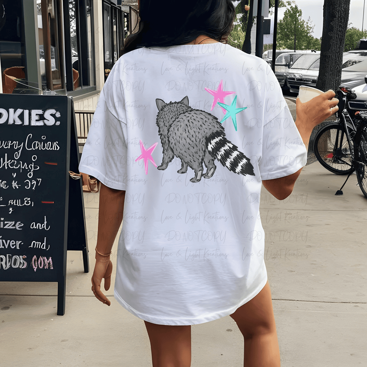 Racoon Back with Neon Stars