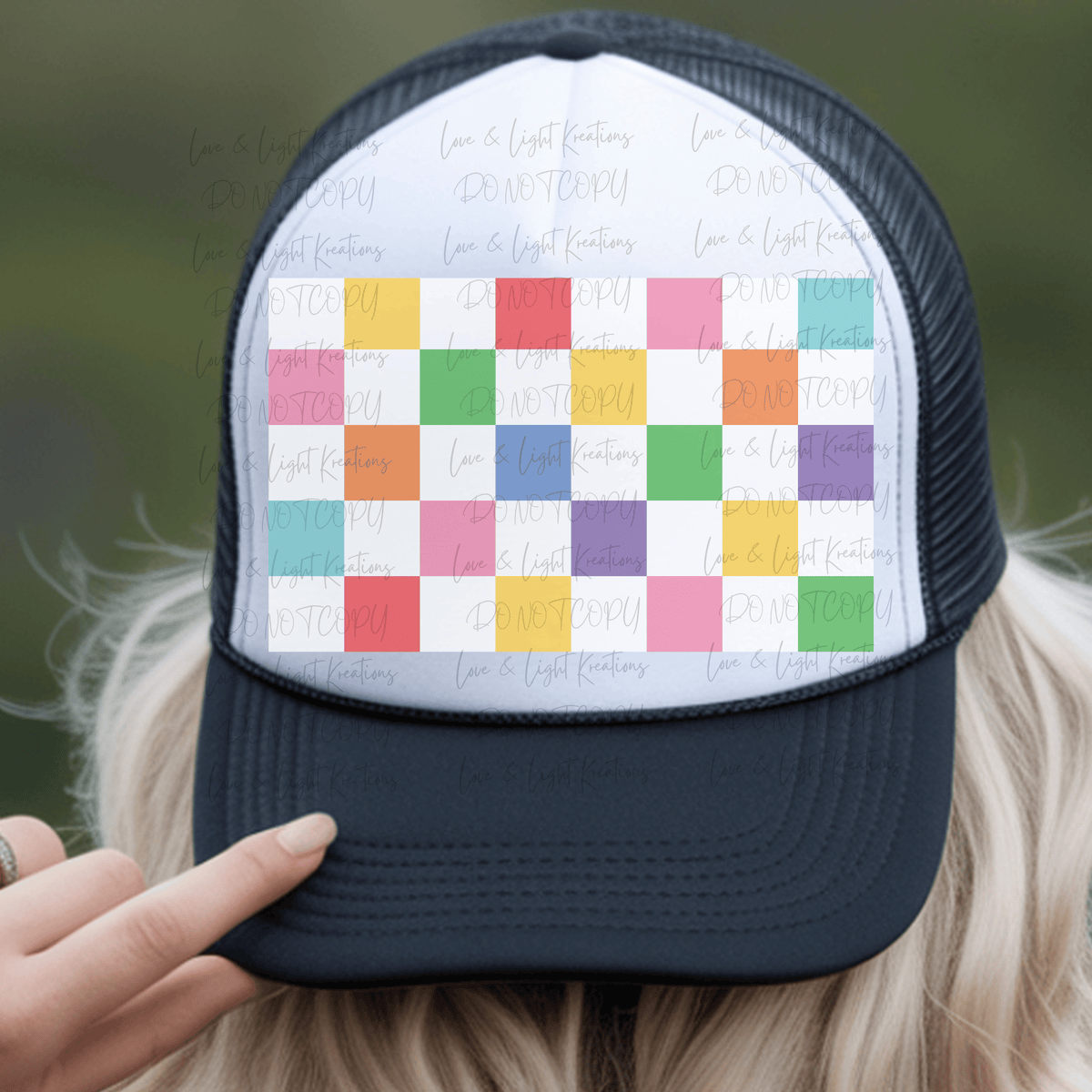 Rainbow Checkered Hat Pattern