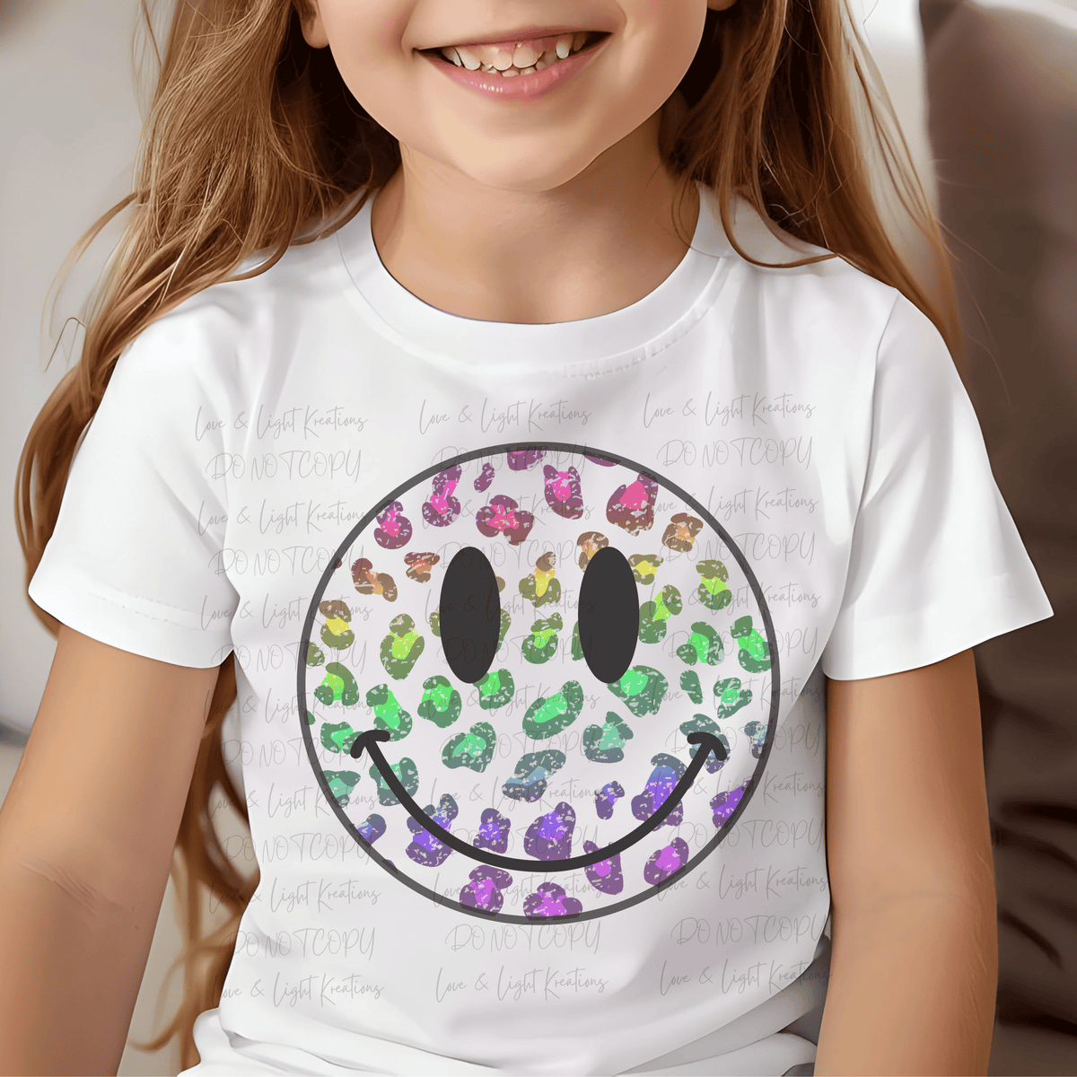 Rainbow Leopard Print Smiley Face