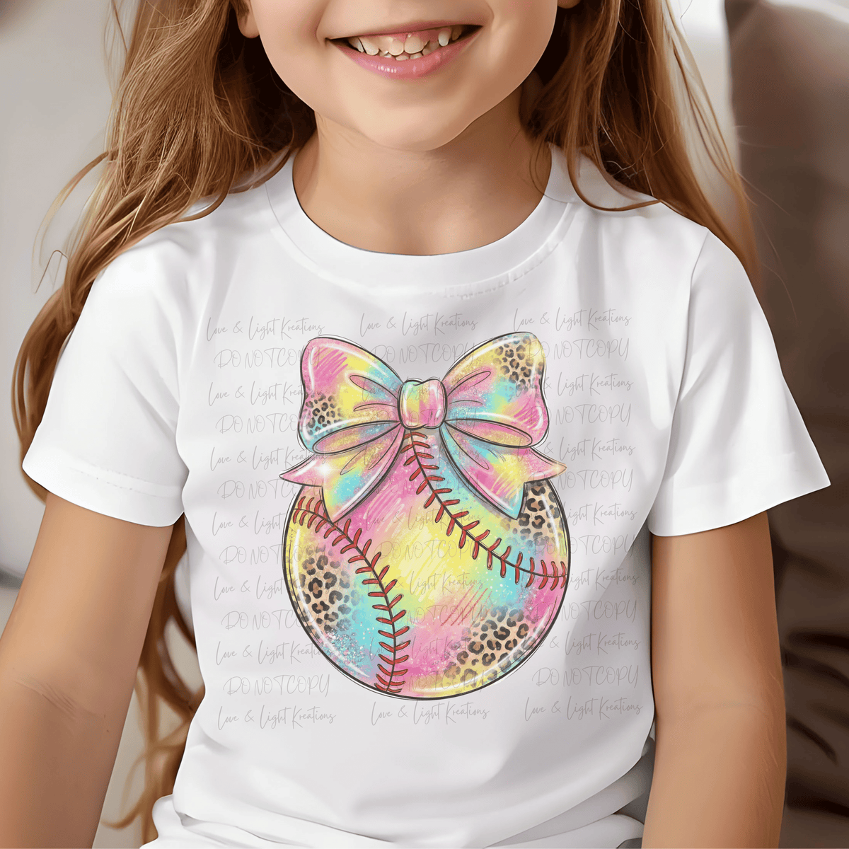 Rainbow and Leopard Print Softball with Coquette Bow
