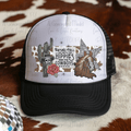 Raising Hell with the Hippies and the Cowboys Edgy Western Horse and Skull with Rose