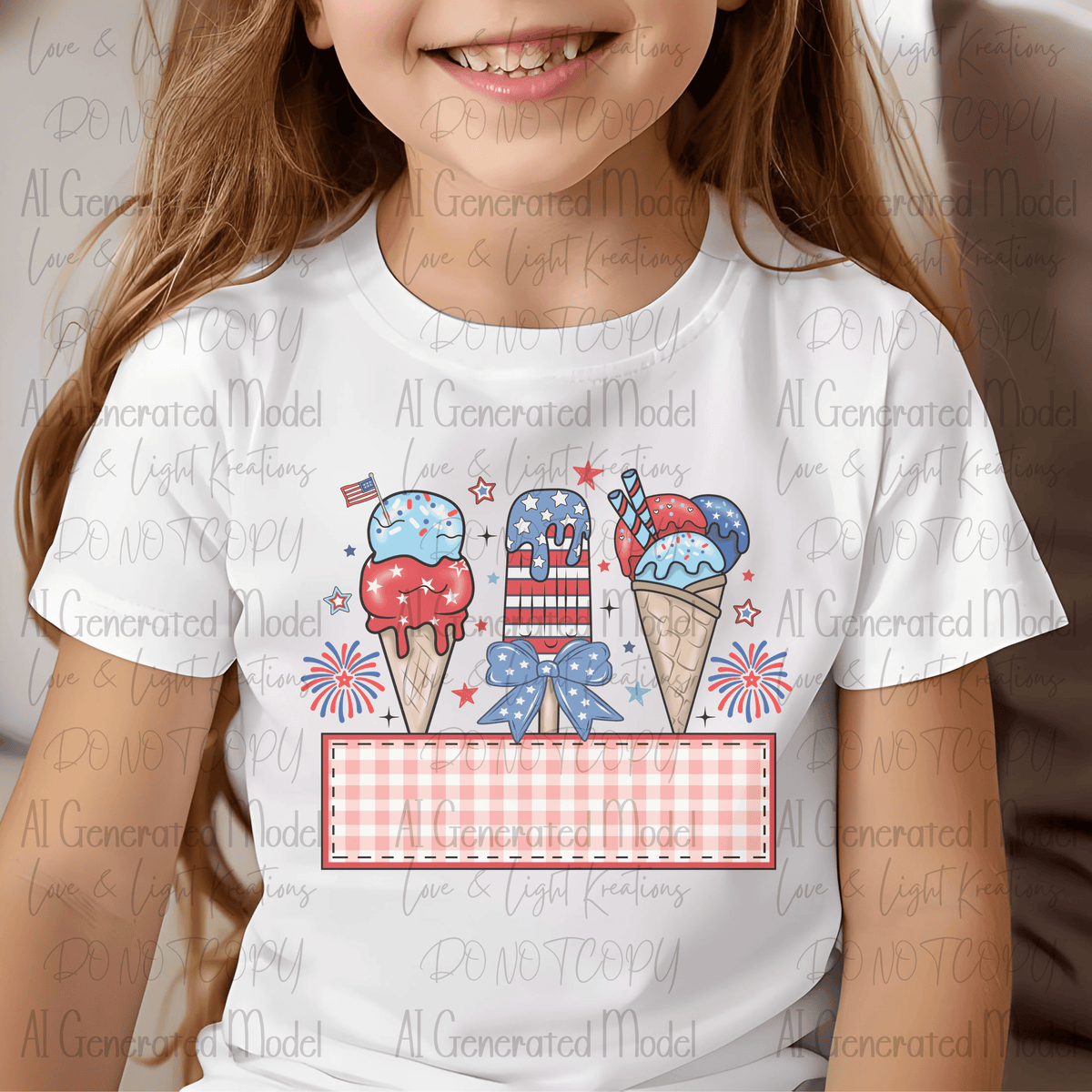 Red Checkered 4th of July Treats Name Tag