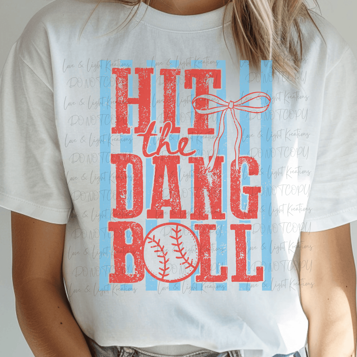 Red Hit the Dang Ball with Light Blue Stripes