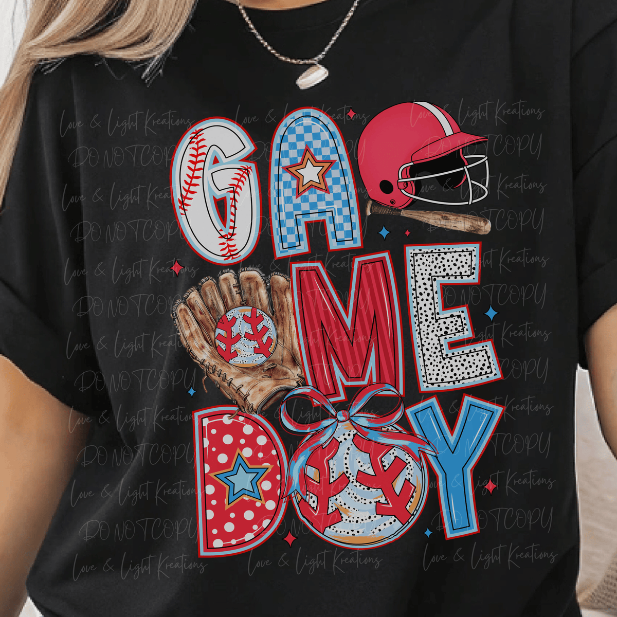 Red White and Blue Doodle Game Day Baseball Theme