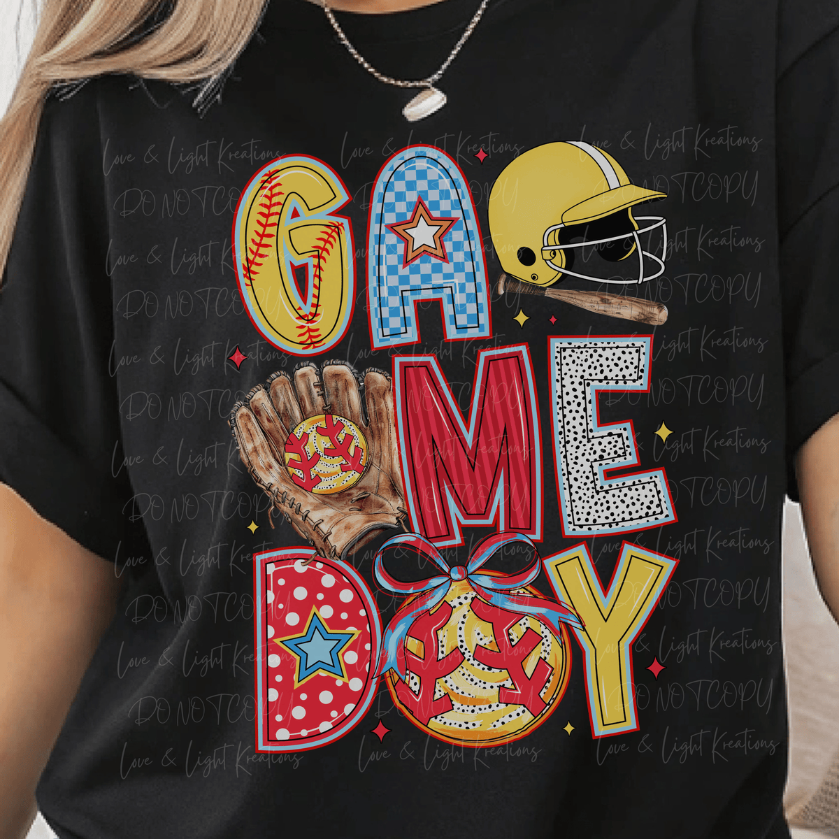 Red Yellow and Blue Doodle Game Day Softball Theme