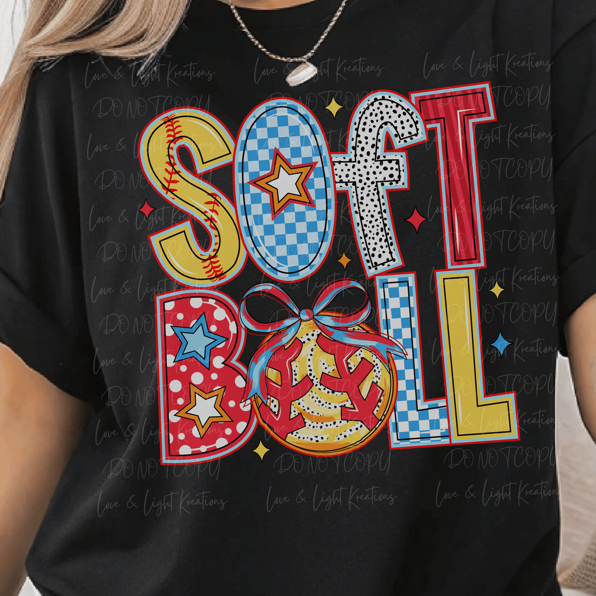 Red Yellow and Blue Doodle Softball Theme