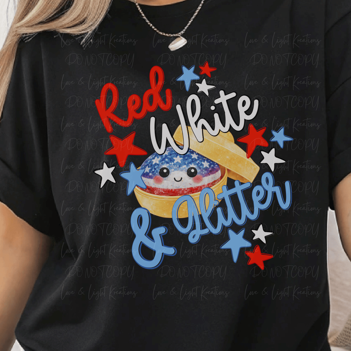 Red, White, and Glitter Patriotic Dumpling and Stars