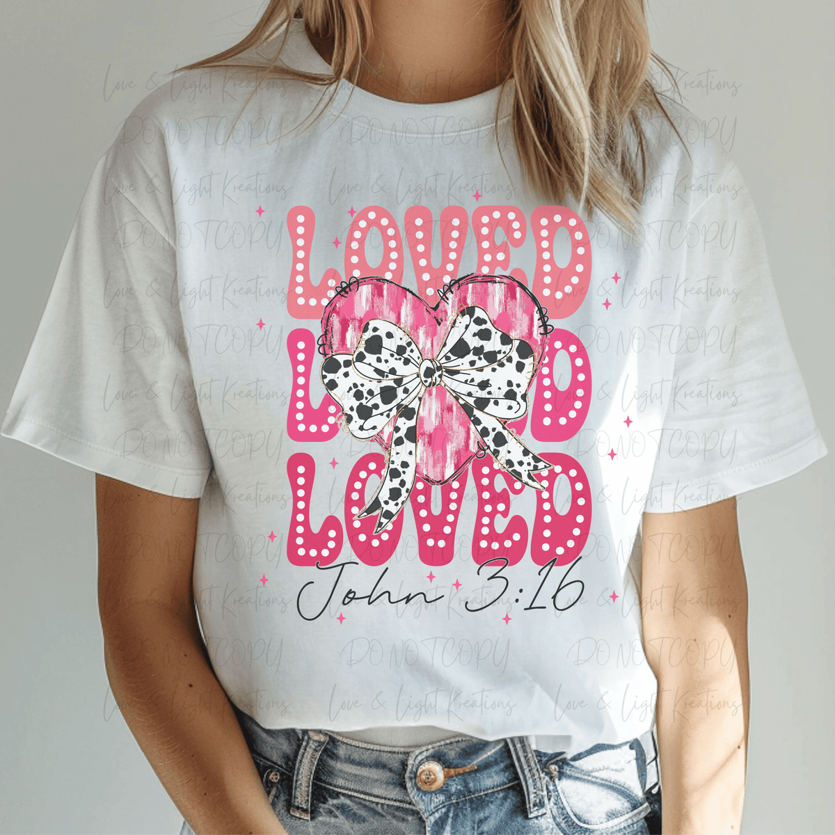 Repeated Loved with Paint Stroke heart and Bow