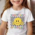 Retro 100th Day of School Vibes Checkered with Peace Sign Smiley