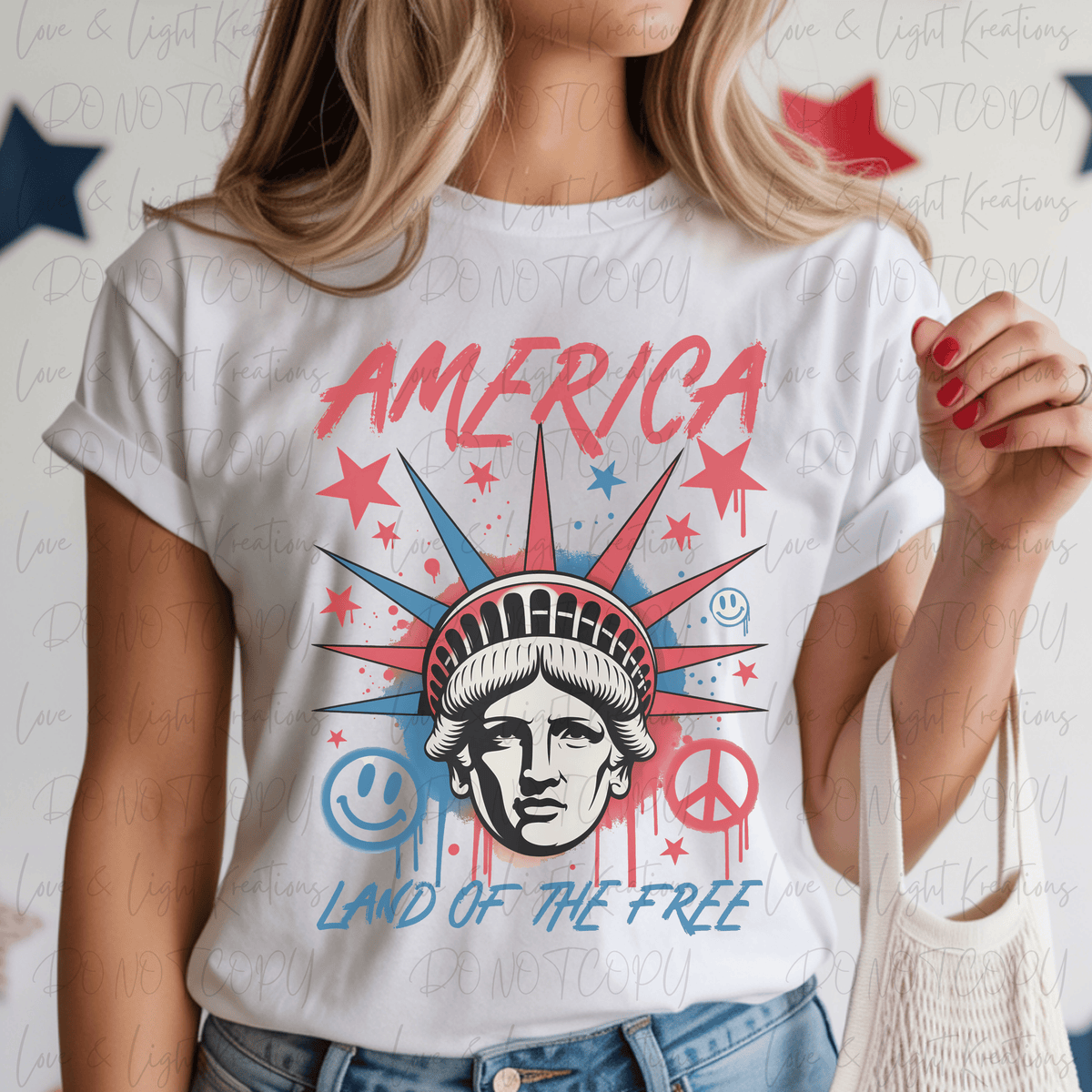 Retro America Land of the Free Statue of Liberty Head