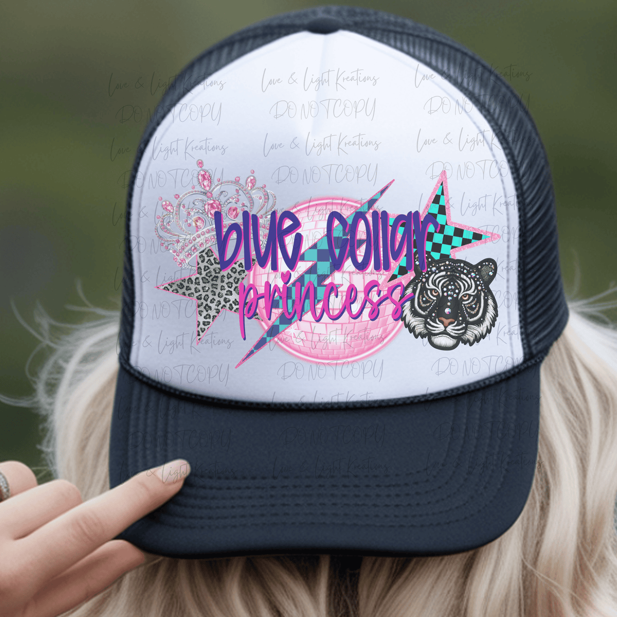 Retro Blue Collar Princess with Checkered