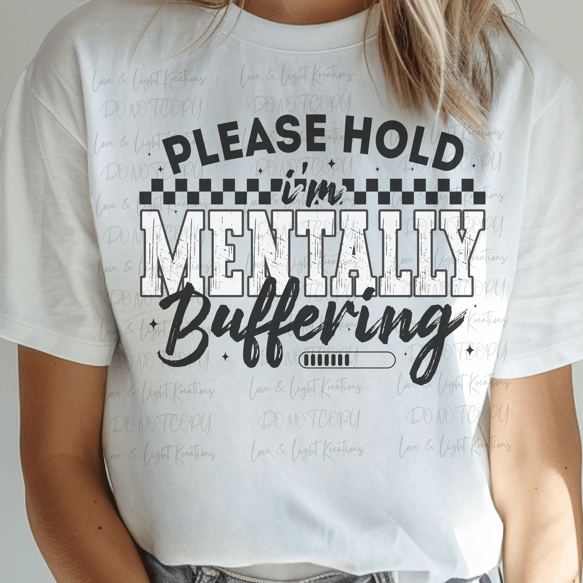Retro Checkered Please Hold I'm Mentally Buffering