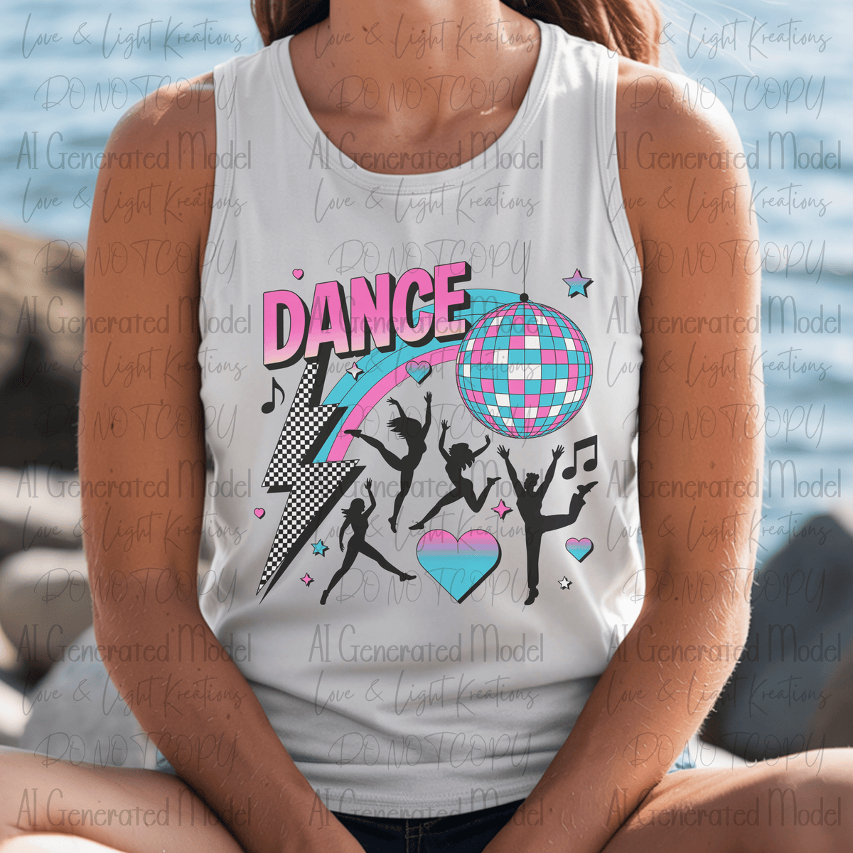 Retro Dance Checkered Lightening Bolt and Disco Ball