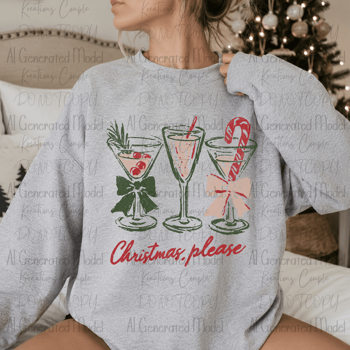 Retro Festive Christmas Cocktail Distressed