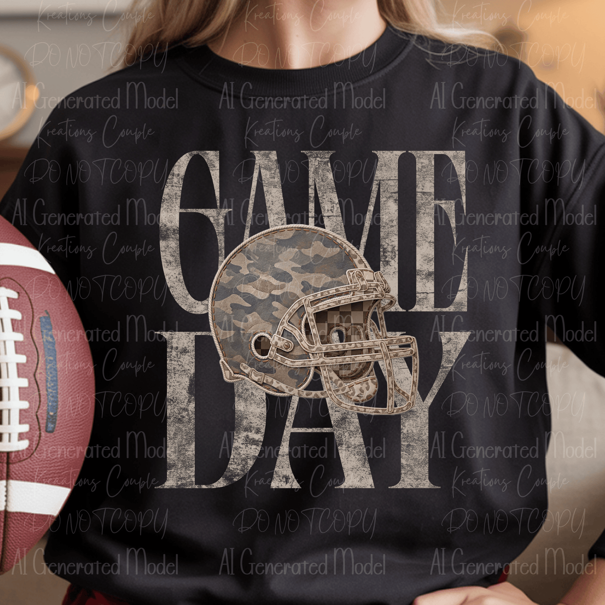 Retro Football Camo Game Day Cream
