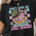 Retro Hand-drawn Don't Mind Me Just Bacon with Floating Pig