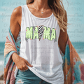 Retro Mama Green and Black Checkered Lightening Bolts