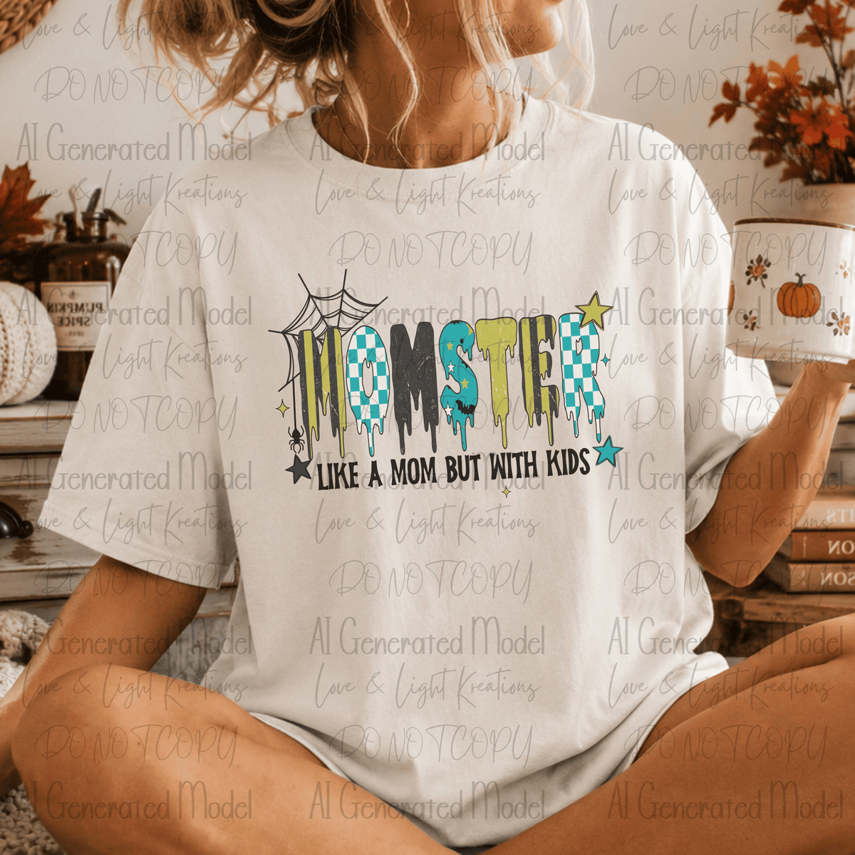 Retro Momster Like A Mom But With Kids Halloween