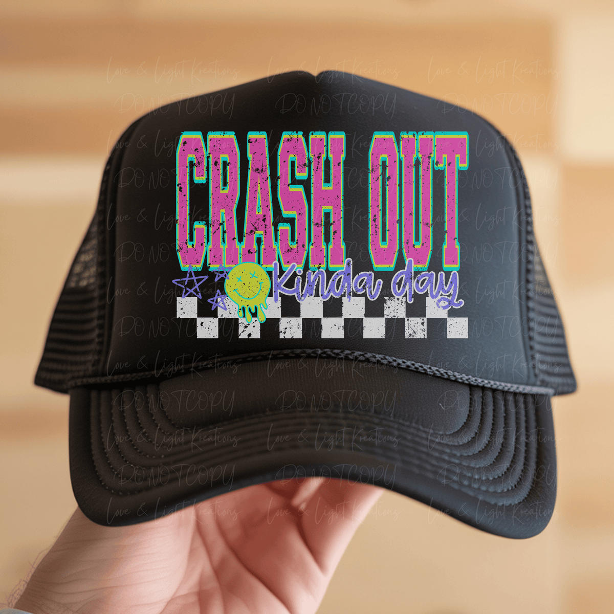 Retro Neon Crash Out Kinda Day with Checkered