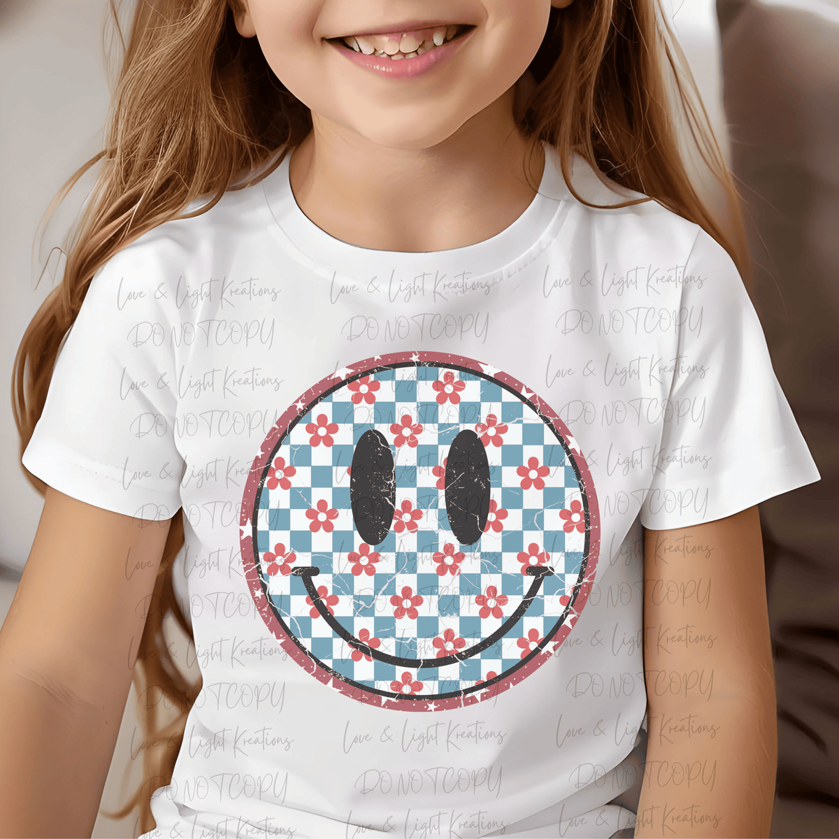 Retro Patriotic Smiley with Floral and Checkered