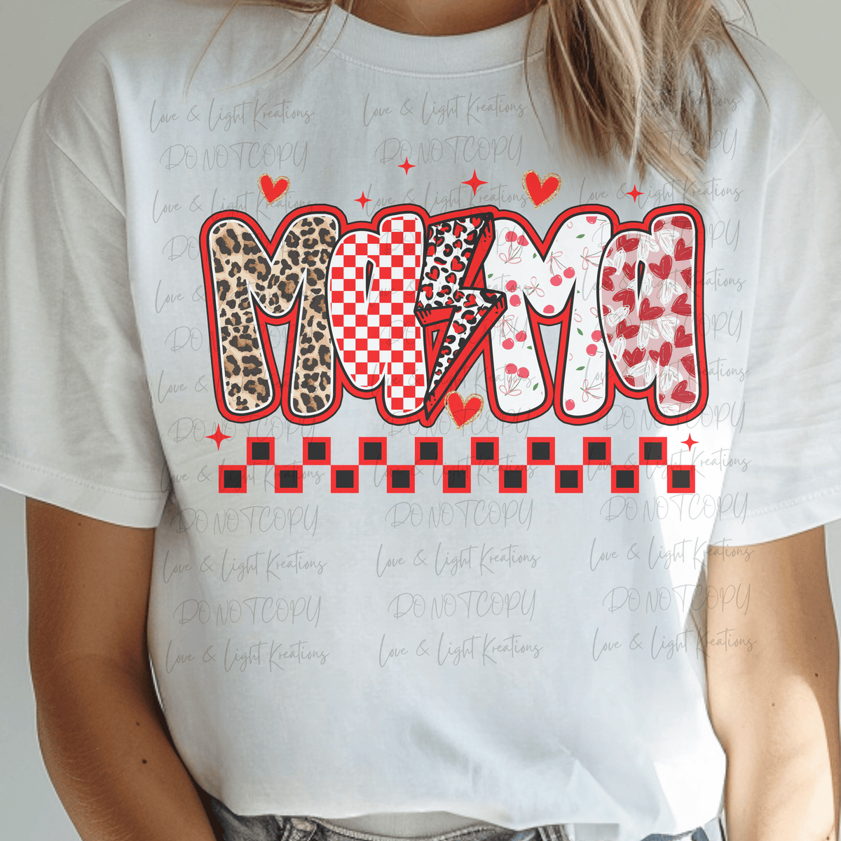 Retro Patterned Mama with Lightening Bolt