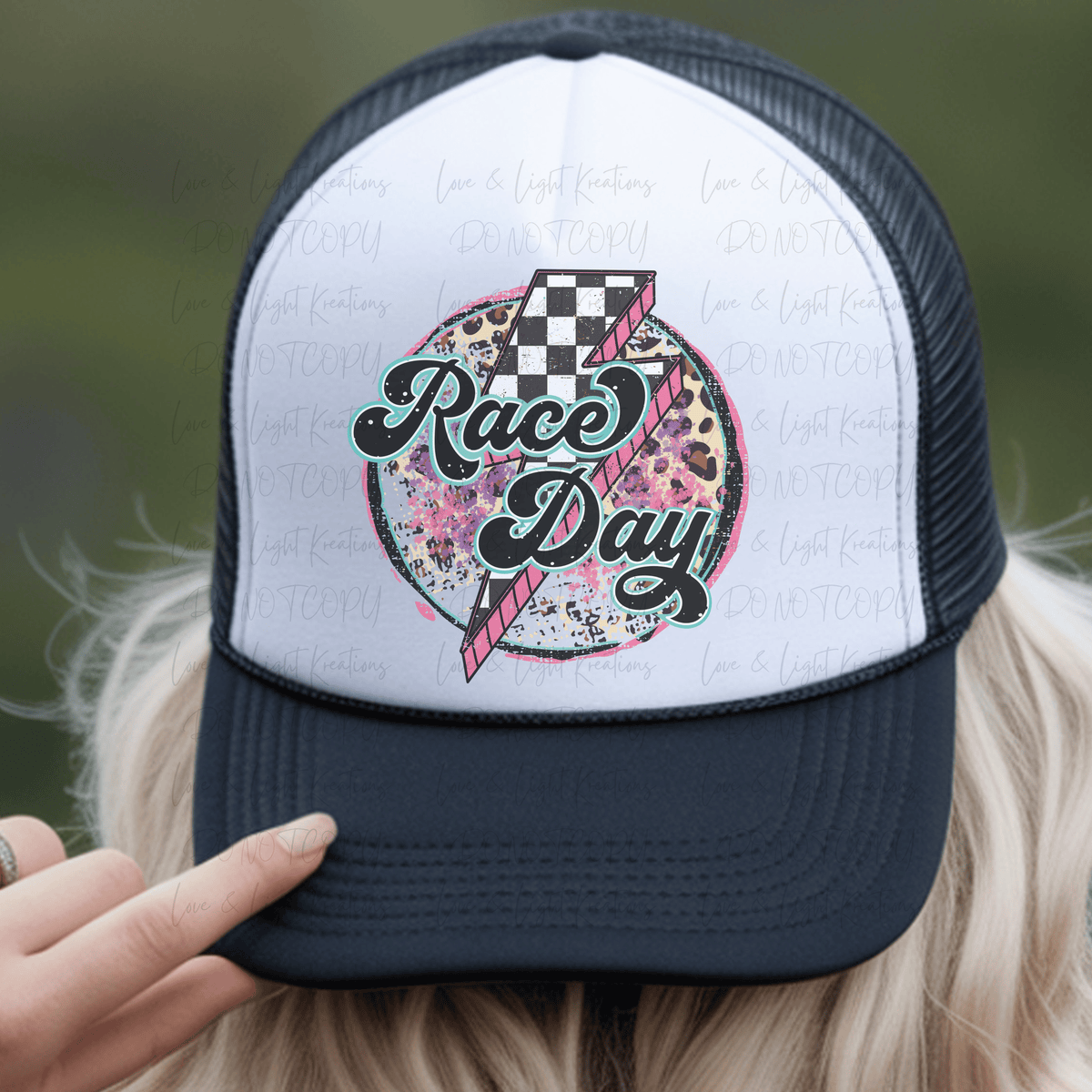 Retro Race Leopard Print Circle Checkered Lightening Bolt