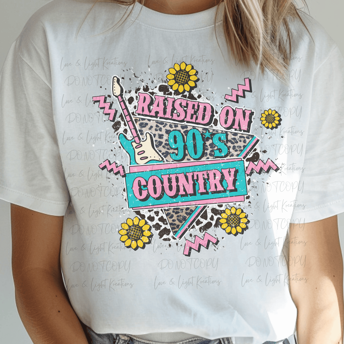 Retro Raised on 90's Country with Leopard Print and Electric Guitar
