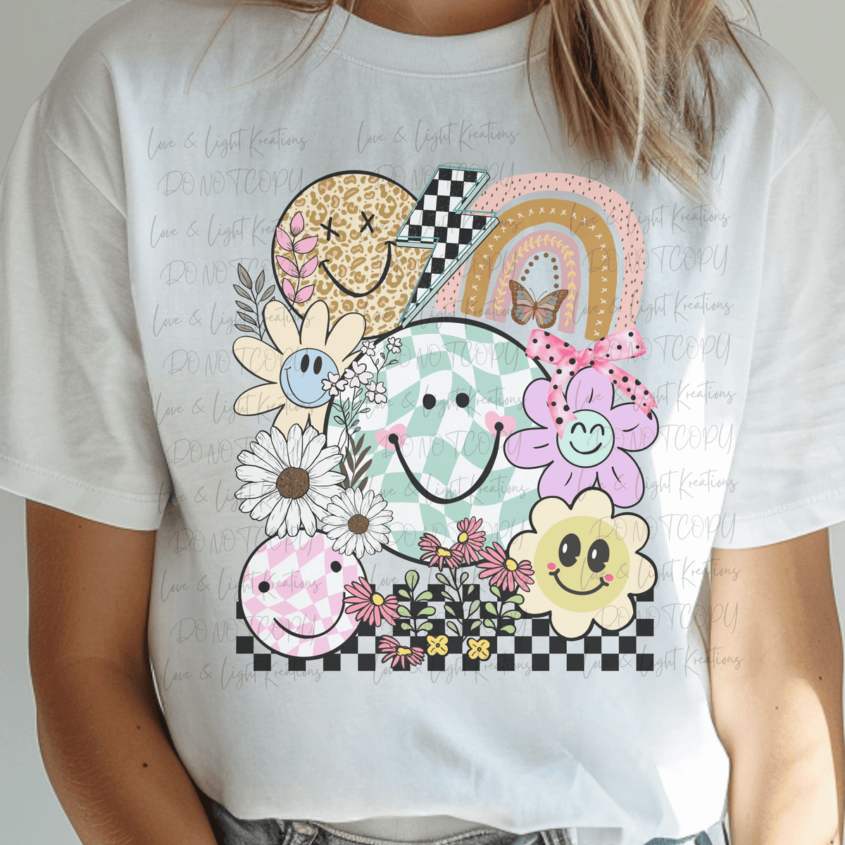 Retro Spring Smiley Faces with Checkered