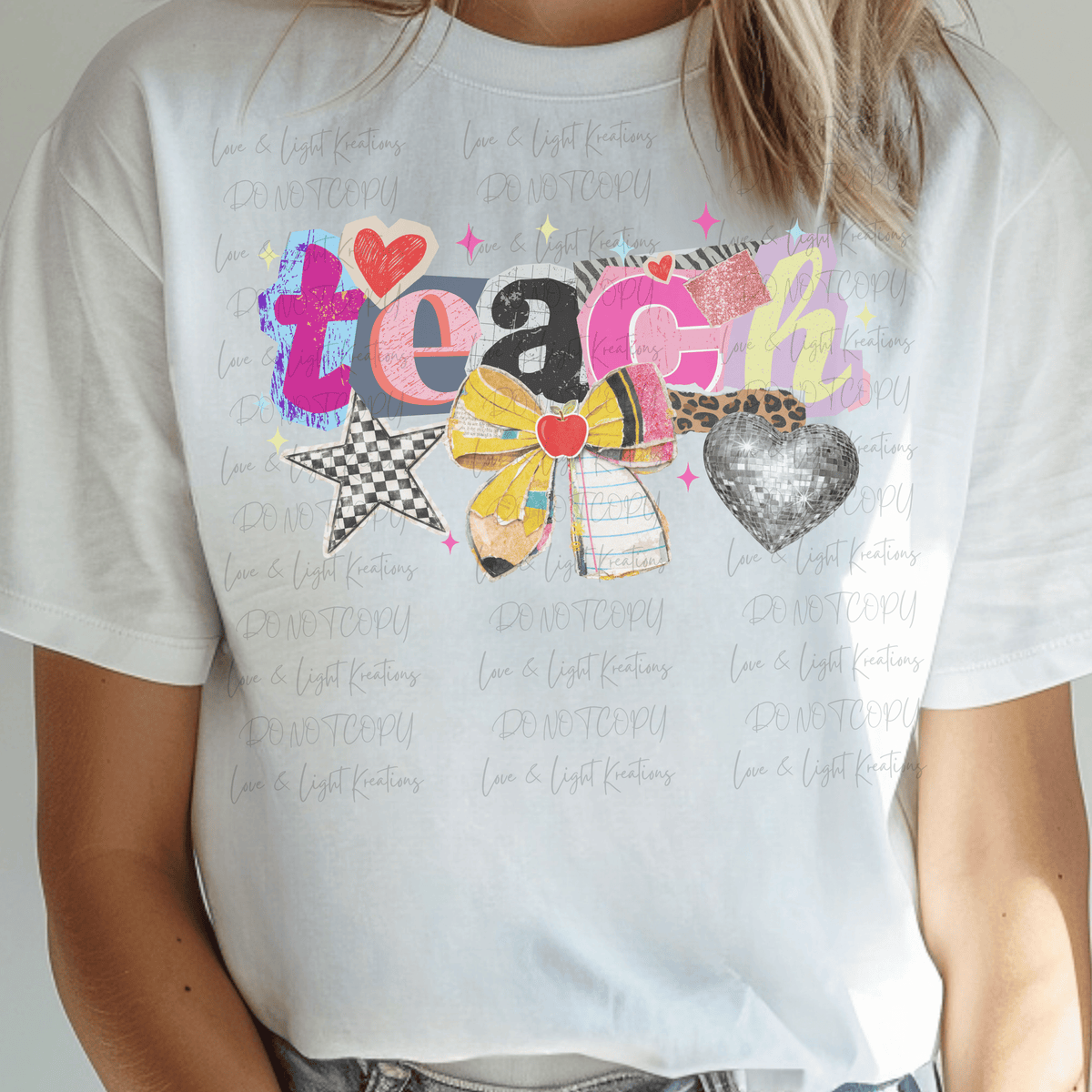 Retro Teach with Pencil Coquette Bow