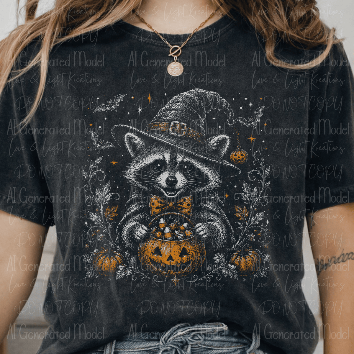Retro Vintage Halloween Halftone Raccoon