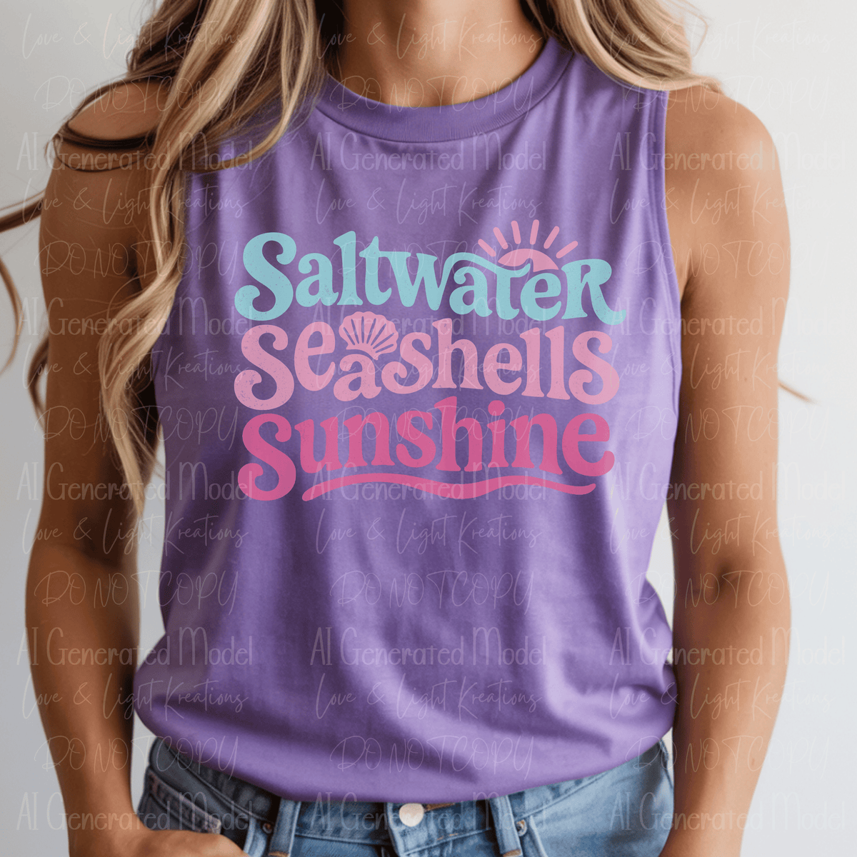 Retro Wavy Saltwater Seashells Sunshine