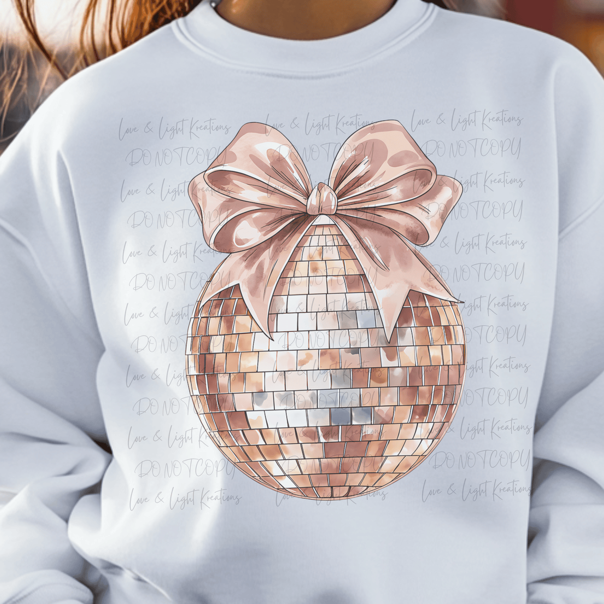 Rose Gold Coquette Bow Disco Ball