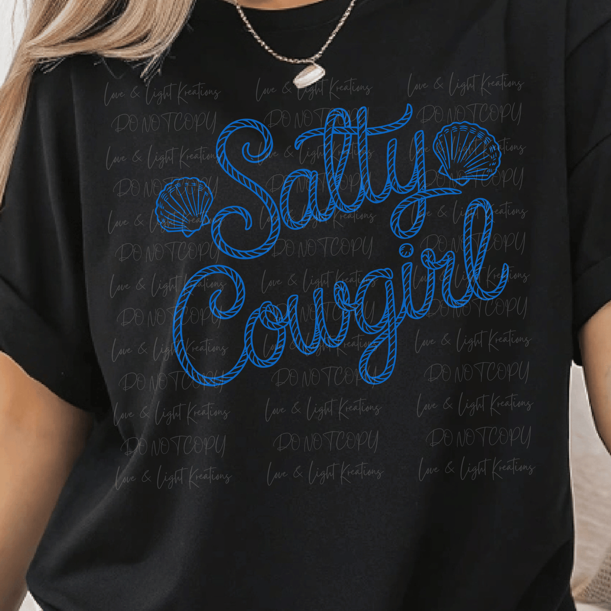 Salty Cowgirl Blue Rope Script