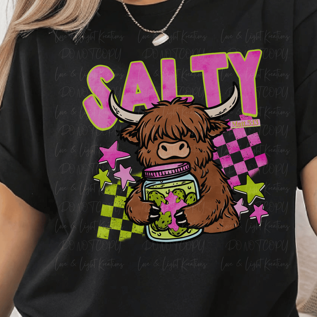 Salty Pickles with Neon Pink and Green with Highland Cow
