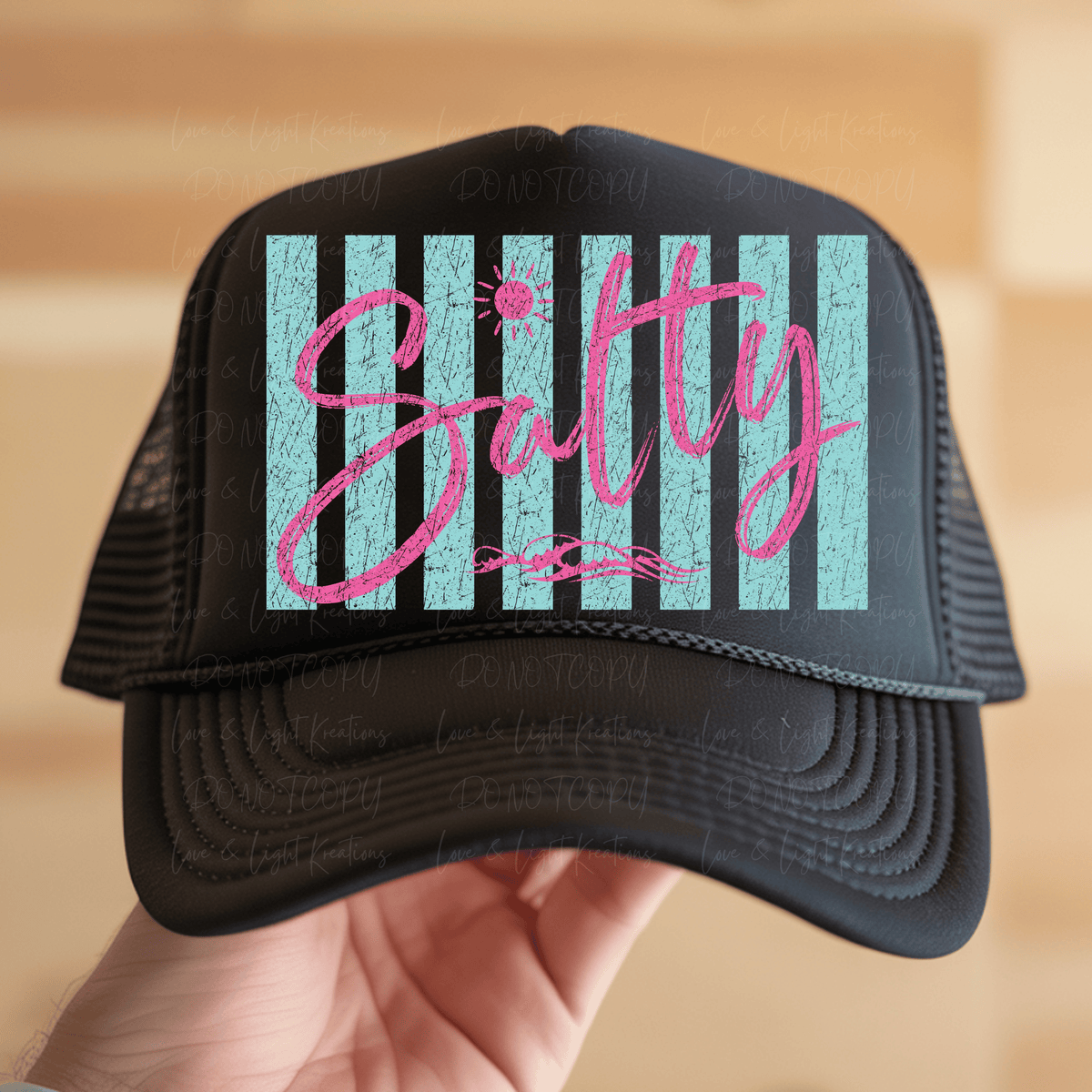 Salty Pink and Teal Distressed Stripes