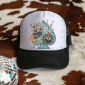 Sassy Cowgirl Fire Eight Ball Peace Skeleton Hand Turquoise Spade