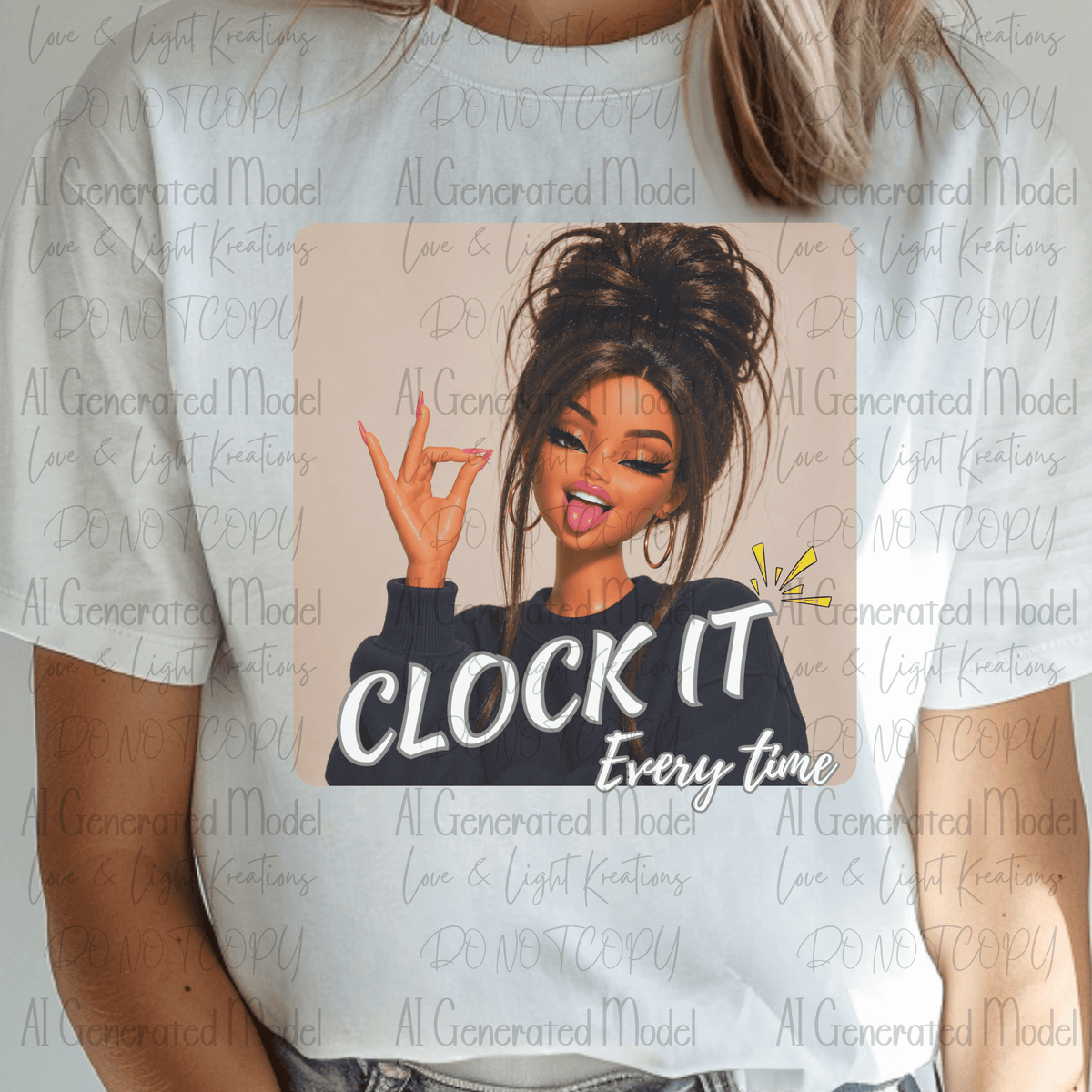 Sassy Winking Messy Bun Doll Clock It Everytime