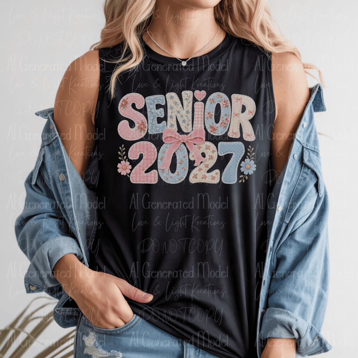 Senior 2027 Floral Faux Patchwork