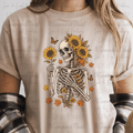 Skeleton Sunflowers Leaves Butterfly