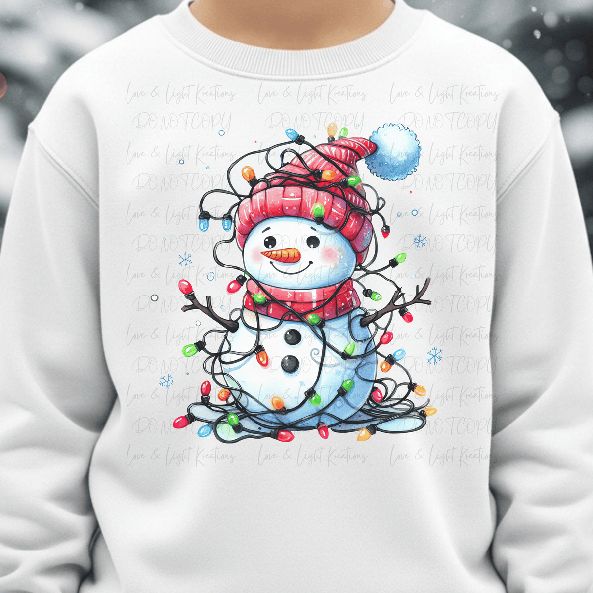 Snowman Wrapped in Christmas Lights