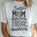 Soccer Mom with Soccer Coquette Bow and Coffee Cup with Cute Sayings