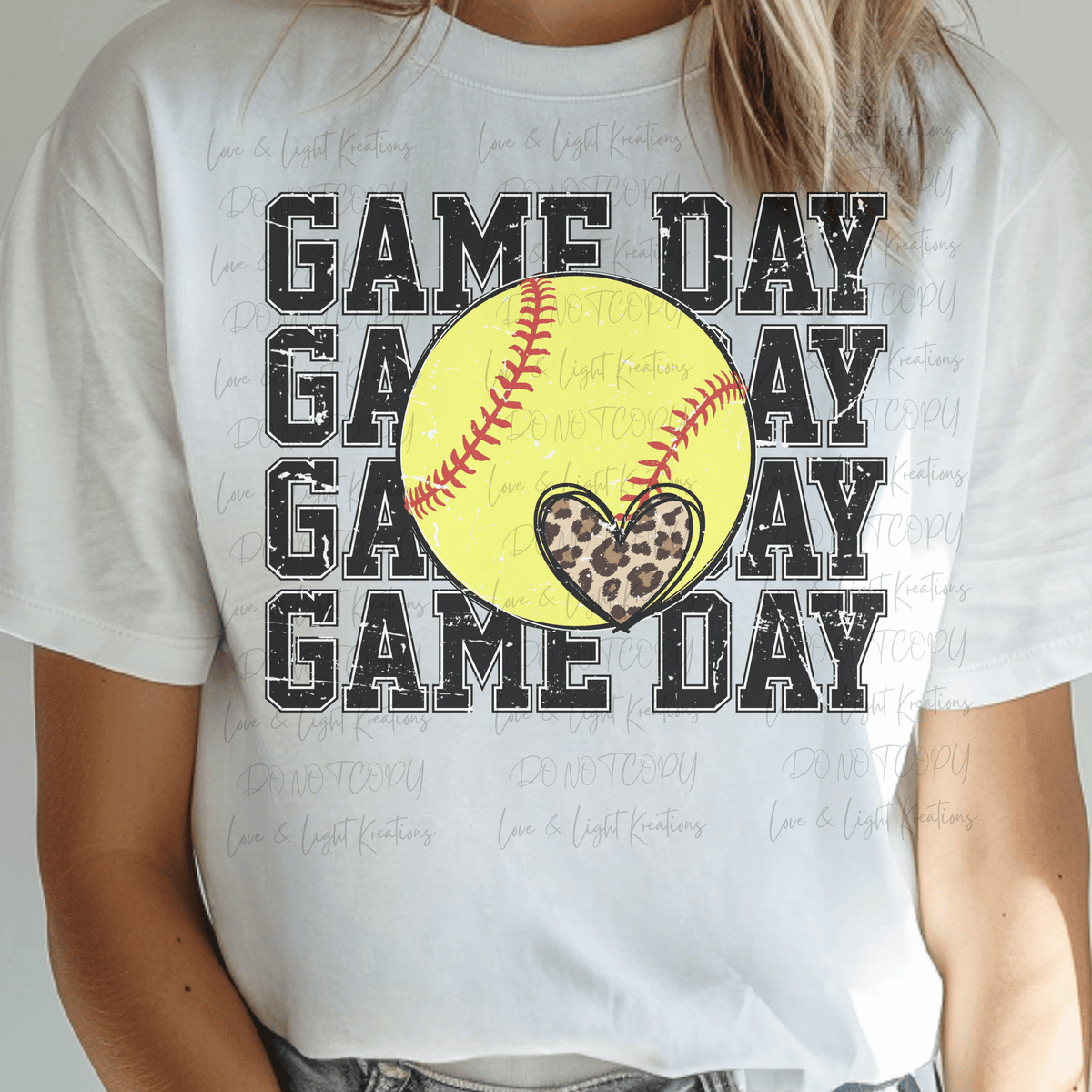 Softball Game Day with Leopard Print Heart