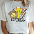 Softball Mama with Tumbler and Checkered Lightening Bolt